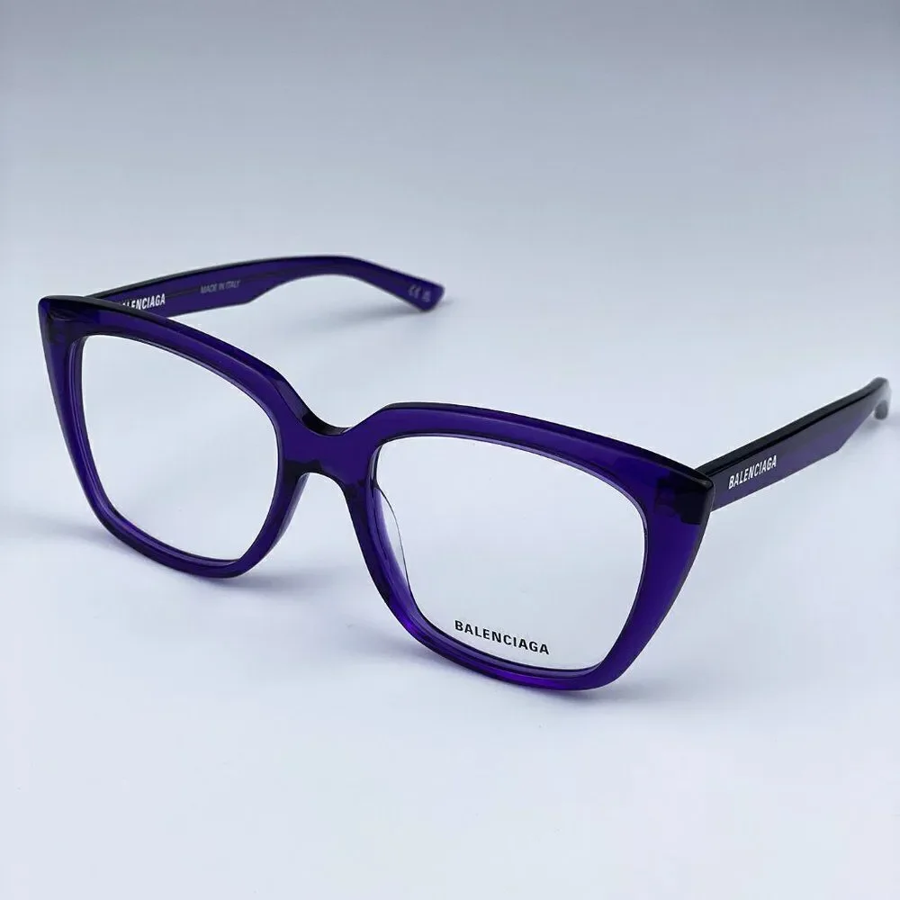 SALE! NEW Balenciaga BB0062O 003 Violet Logo Square Women Eyeglasses
